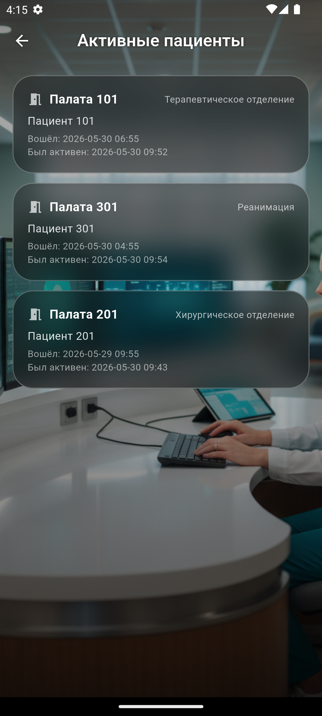 Активные пациенты — пост персонала